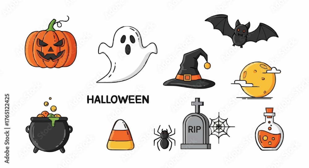 Naklejka premium Helloween, vector, illustration, horror, icon