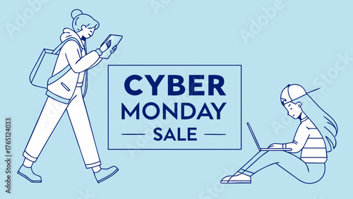 Cyber monday sale online shopping deals and discounts for technology and fashion promotion campaign vector