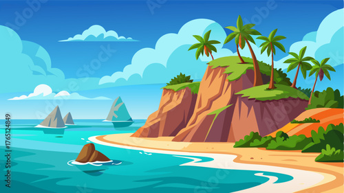 An untouched island paradise with rugged cliffs and tranquil beaches that seem almost too perfect to be real.