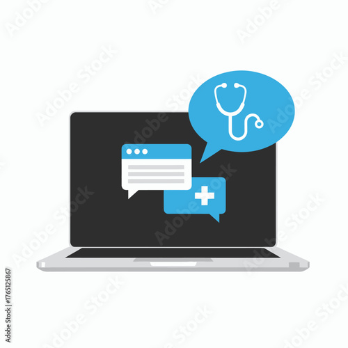Online Medical Consultation and Telemedicine Services on Laptop.