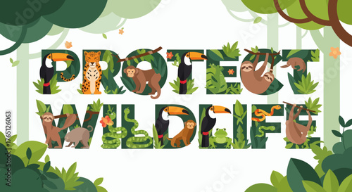 Protect Wildlife A Vibrant Illustration of Natures Call.