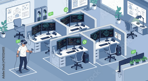 Virtual Reality in Modern Office Cubicles.