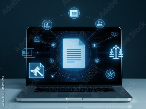 Digital document and legal technology on a laptop screen