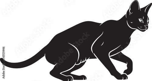 Black cat silhouette design elegant feline animal domestic pet graphic artwork mysterious shadow hunting stalking prowling playful graceful agile sleek minimal isolated object