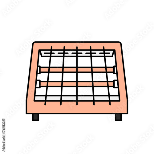 懐かしい雰囲気の昭和レトロな電気ストーブを描いたかわいいベクターイラスト｜冬の家庭をやさしく包む温もりとノスタルジーを表現したデザイン