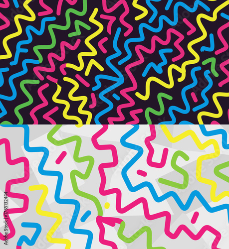Playful geometric doodles vector set for creative background, poster and web design templates