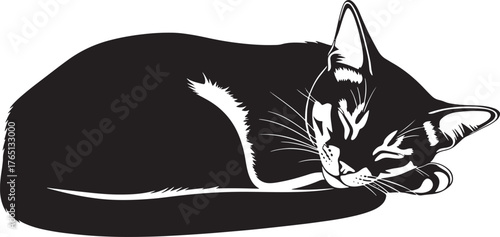 Sleek feline silhouette resting peacefully a captivating image of a contented cat in a serene pose
