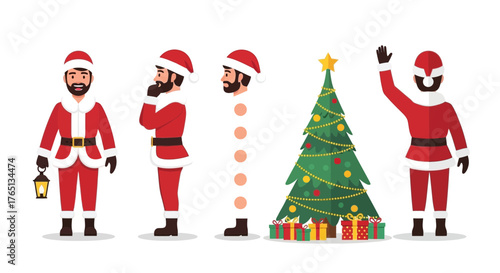 Santa Claus Cartoon Set for Christmas