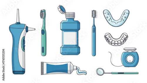 Dental hygiene tools for a healthy smile and oral care