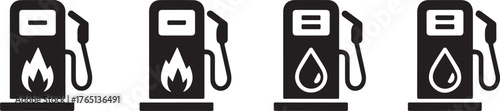 minimal fuel pump icons set black silhouette vector ai eps jpeg png gas and diesel station symbols
