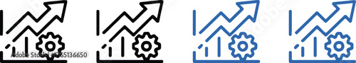 business growth icon set barchart gear arrow flat vector logo for analytics and productivity presentations