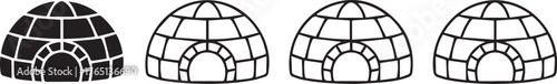 minimal igloo icon progression vector ai eps png jpeg dome entrance icons set, editable scalable flat graphics