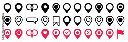 location marker vector collection ai eps jpeg png minimal map pins, home heart bookmark check icons