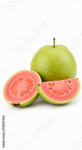 Juicy Guava Fruit with a Whole and Cut Pieces