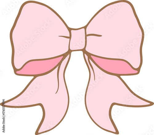 Pink Ribbon Bow Drawing, Retro Bow Illustration