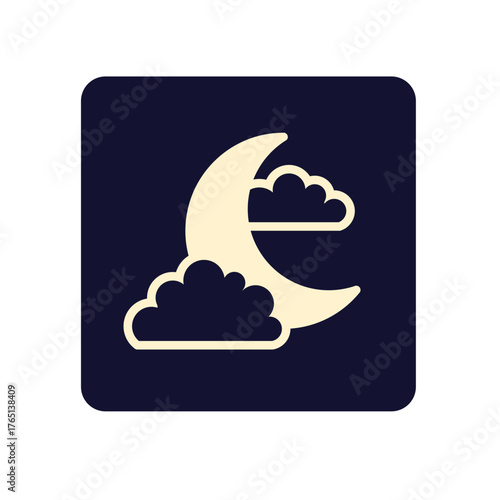 crescent moon and cloudy weather icon