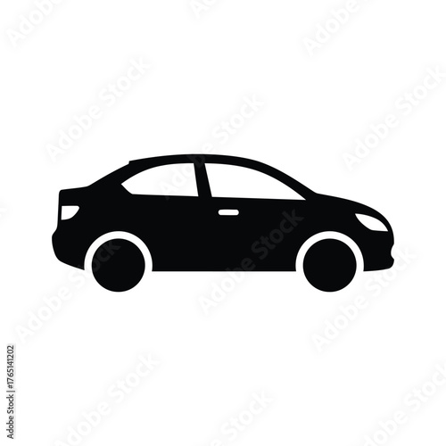 Minimal Black Car Silhouette Icon — Simple Vehicle Vector for Design and Automotive Graphics