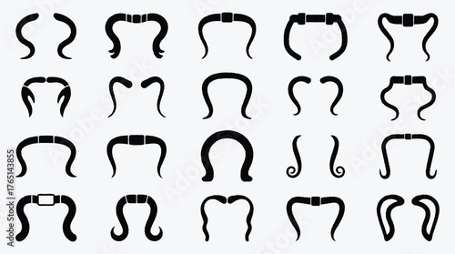 Silhouette collection of abstract decorative handlebar moustache vector illustration