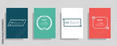Modern quote box template designs for social media posts and marketing materials, available in four trendy color schemes for eye-catching visuals
