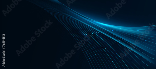 Futuristic digital blue glowing line technology wth innovation and connection network background for tech event poster or presentation product business