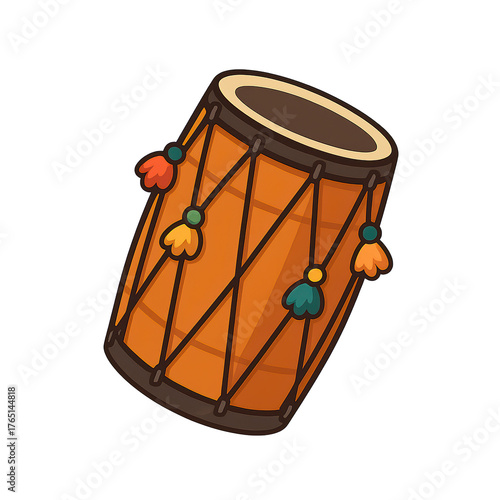 Colorful dhol drum for Punjabi celebrations