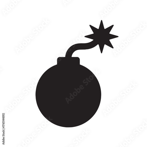 Black cartoon bomb with fuse and starburst explosion icon vector