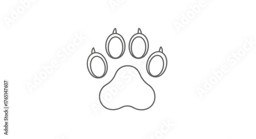 Vector art of line drawing of a paw print, showcasing its design
