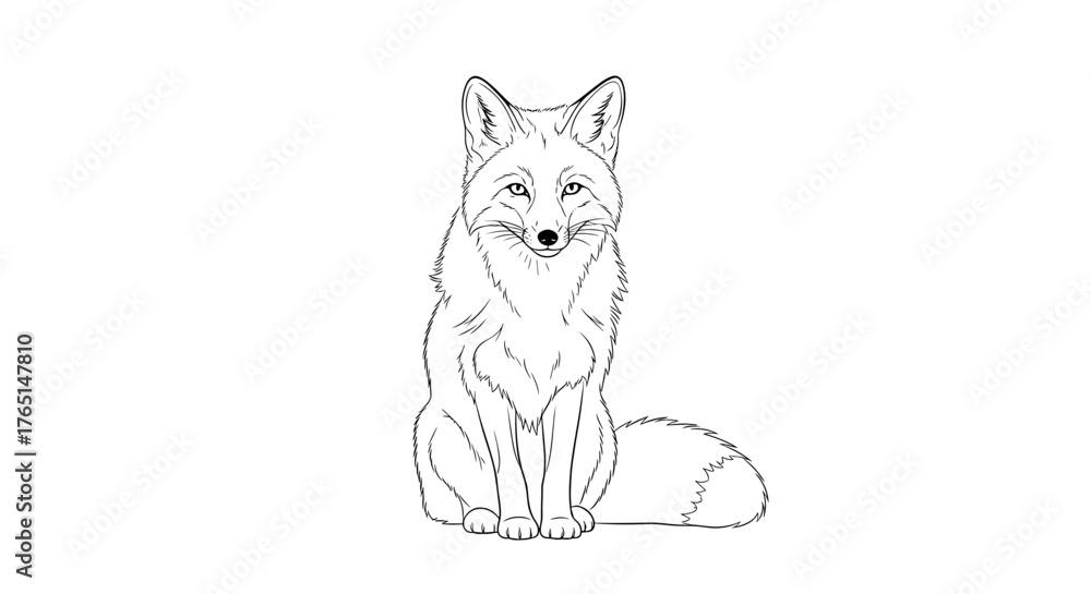 Fototapeta premium Illustration of a fox sitting upright