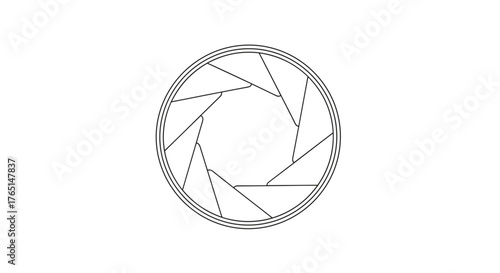 Vector art of circular aperture, resembling a camera lens iris