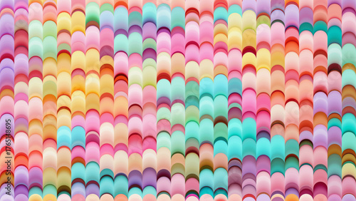 Seamless abstract pattern of smooth pastel color slices forming soft rounded layers with gentle gradients. Dreamy geometric texture full of harmony, light, airy and modern decorative beauty. Vector