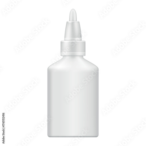 Plastic bottle mockup with glue on white background, suitable for showcasing packaging or product branding ideas in various creative projects.