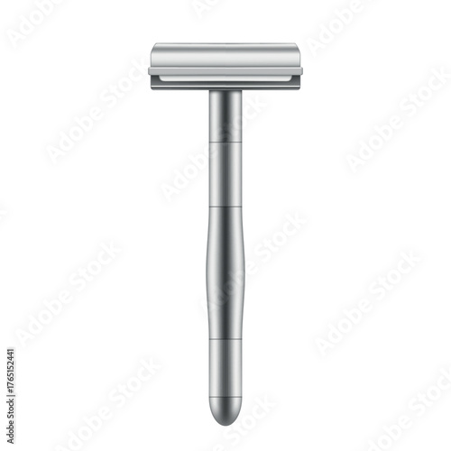 Stainless steel razor design on a clean white background for grooming needs and personal care products