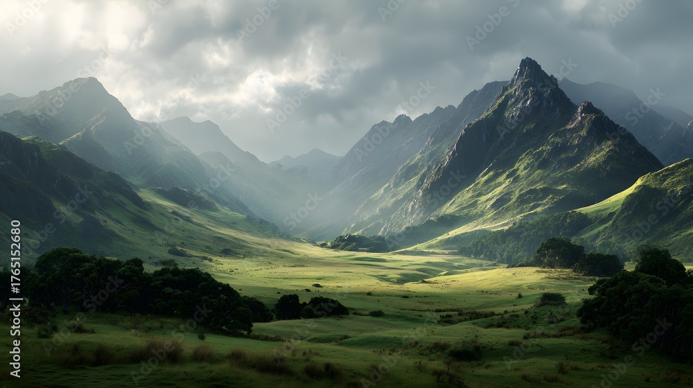 Fototapeta premium photo realistic image mountain, landscape, generation AI 