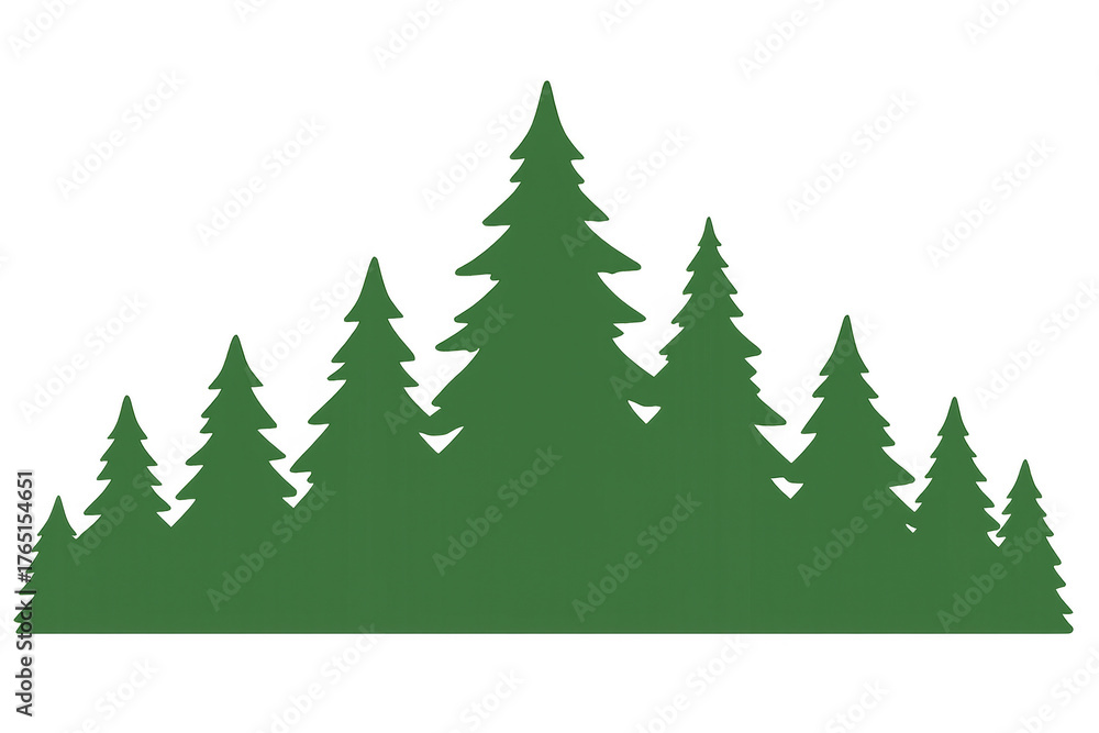 Obraz premium Woodland pine forest silhouette creating an evergreen nature landscape vector graphic on transparent background