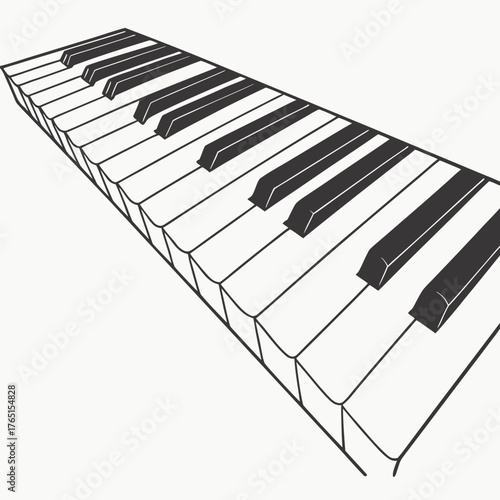 Piano keyboard, musical instrument vector illustration