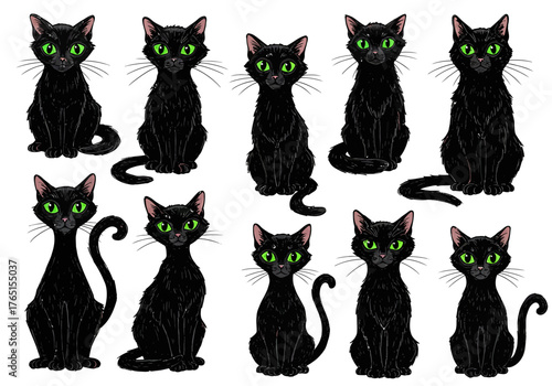 Spooky Charm A Collection of Black Cats for Halloween Designs