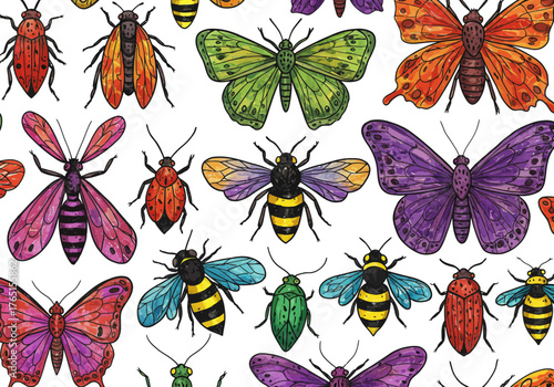 Colorful Insect Pattern A Vibrant and Whimsical Design