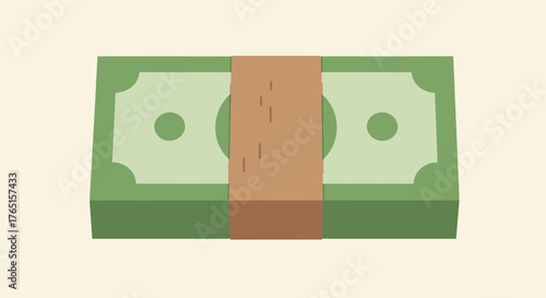 Illustration of a stack of bundled money representing wealth and financial success