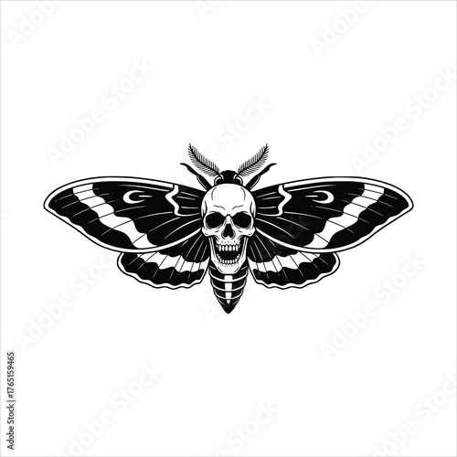 Skull Moth A Macabre Fusion of Mortality and Transformation.