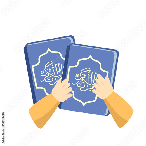 hands holding Islamic holy book quran
