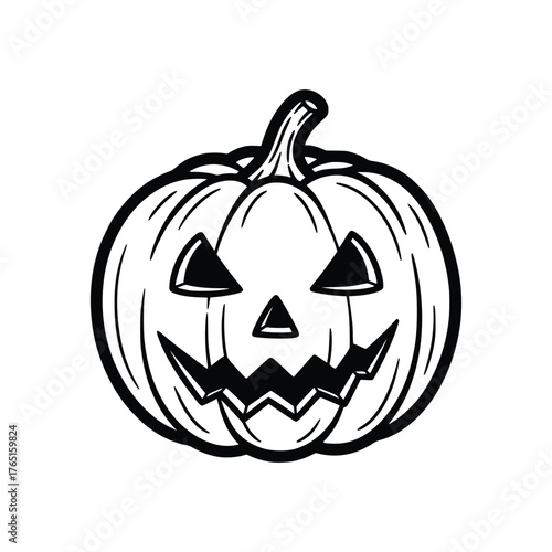 Halloween Pumpkin Carving Spooky JackoLantern with Triangular Eyes.