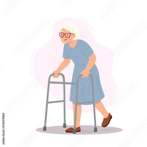 elderly retiree performing mobility routines comfortably within her cozy living room environment