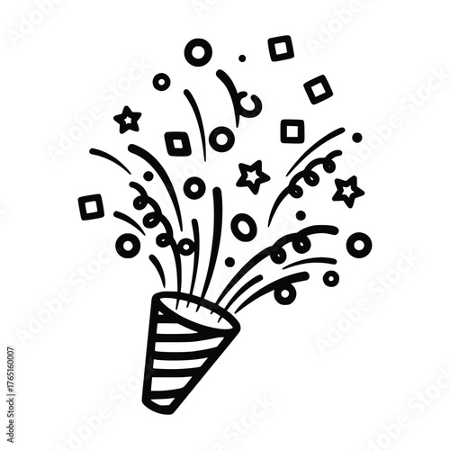 Celebration with Confetti A Festive Party Popper Illustration.