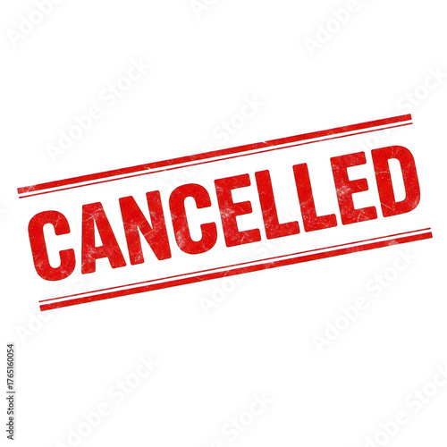 Red stamp text cancelled isolated on transparent background