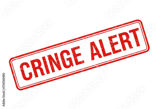Red cringe alert stamp isolated on transparent background