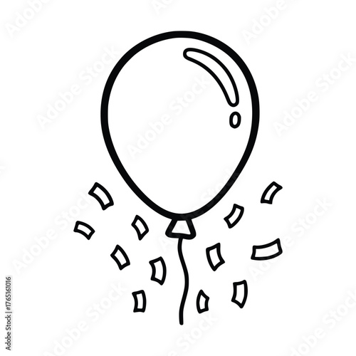 Celebratory Balloon with Confetti Illustration for Festive Occasions.