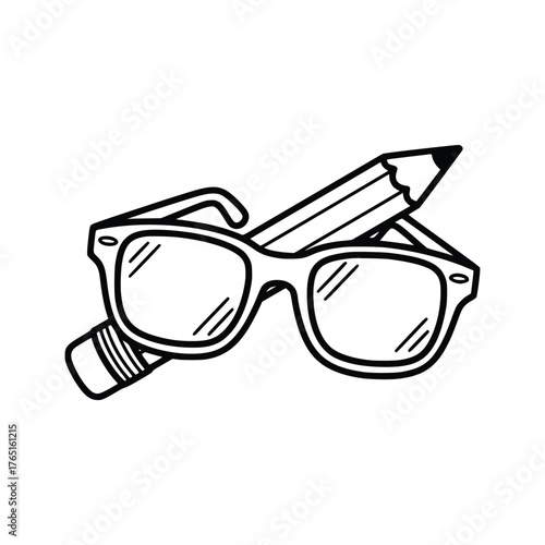 Glasses and Pencil A Symbol of Vision and Creativity.