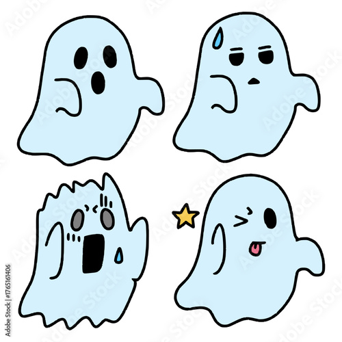 かわいいおばけの表情イラストセット（Affinity Designer版）
