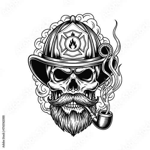 Skull Firefighter with Pipe A Grim Protector.