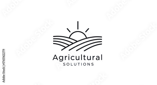 Agricultural Solutions Logo Depicting Fields and Sun Symbolizing Growth.